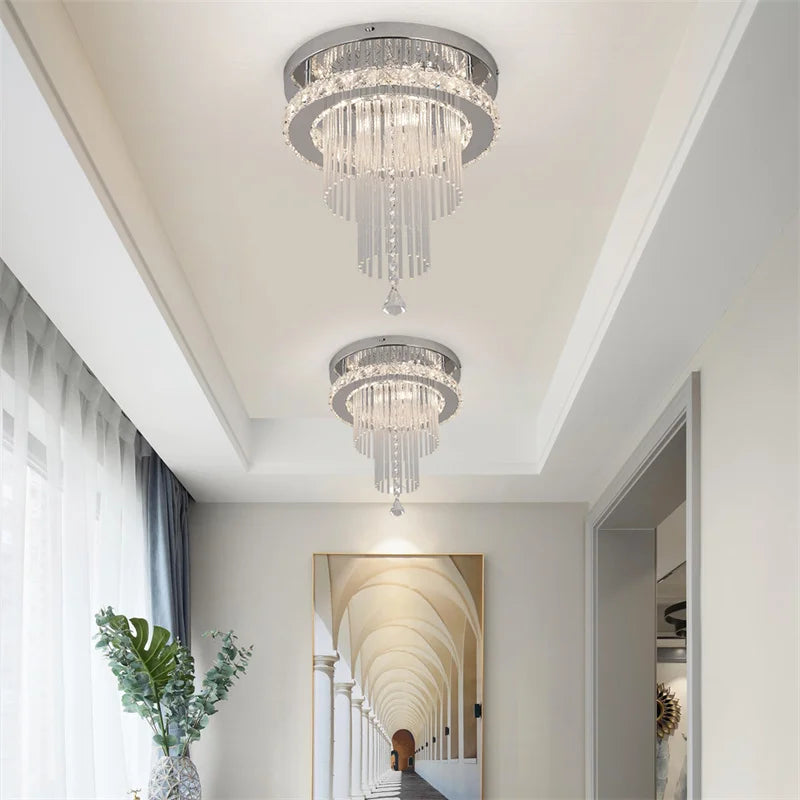 Round Crystal LED Ceiling Light | 30cm | Chrome | Dimmable | 4 Designs