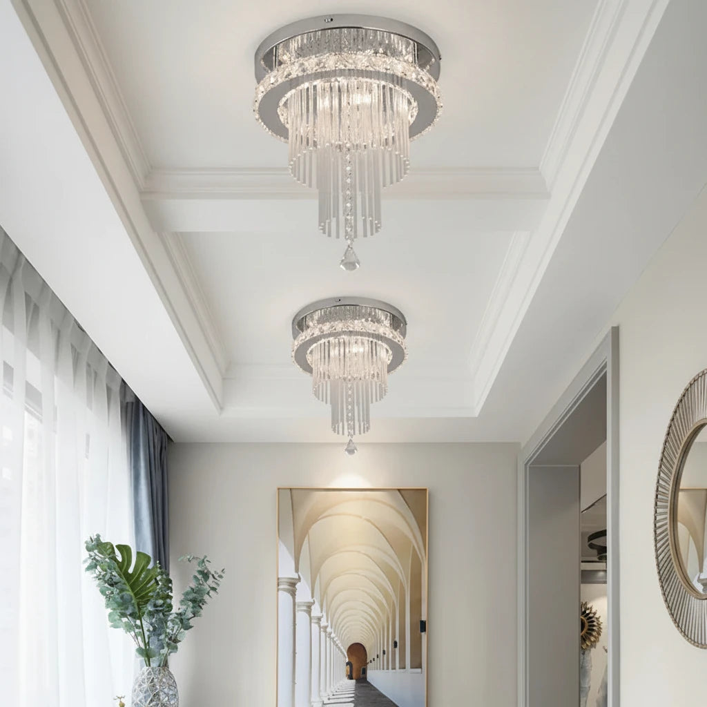Crystal LED Pendant Chandelier with Stainless Steel Frame