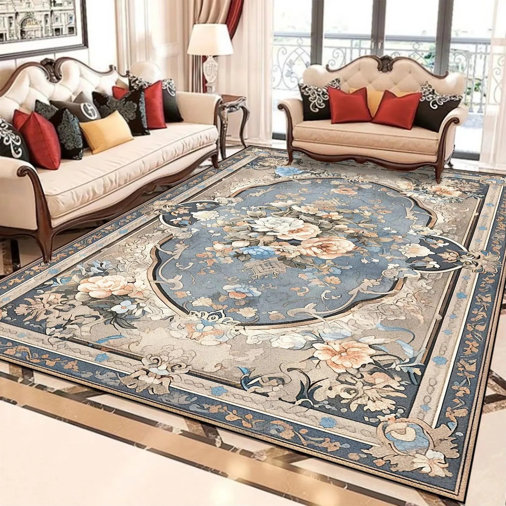 Floral Area Rug | Soft Flannel Carpet for Living Room, Bedroom & Hallway