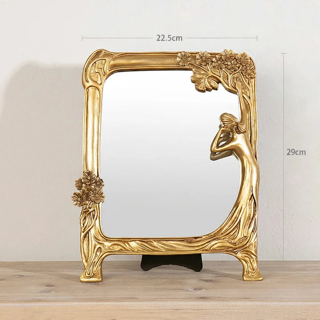 Embossed Gold Resin Vanity Mirror