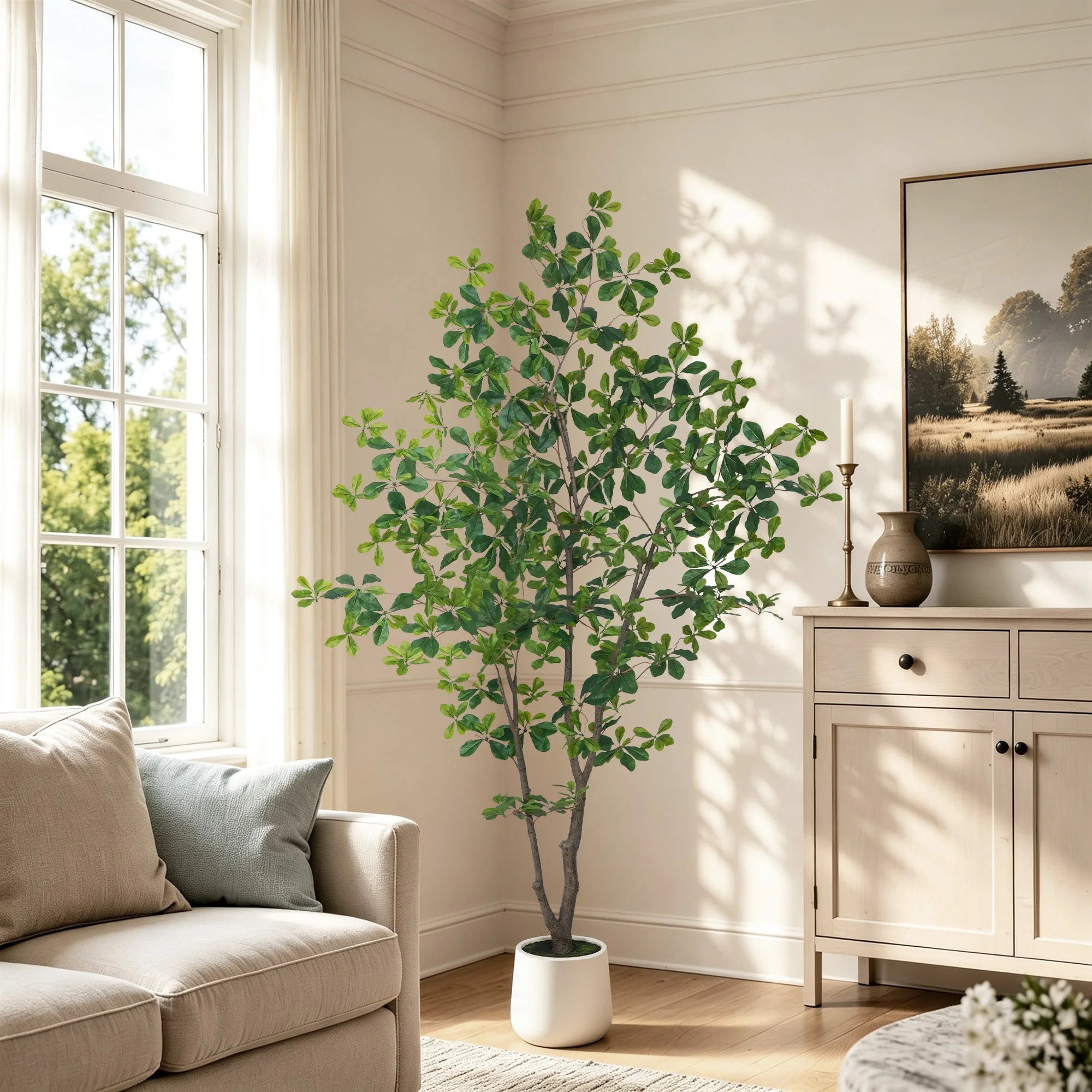 Faux Black Olive Tree in White Pot