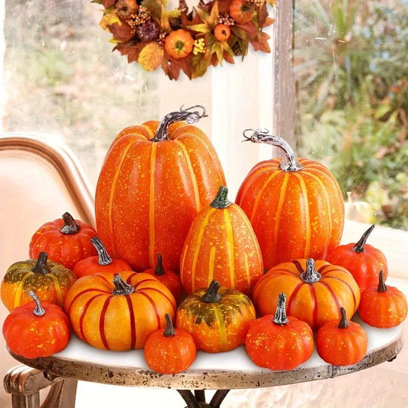 Artificial Pumpkin Set – 7 Piece Harvest Décor
