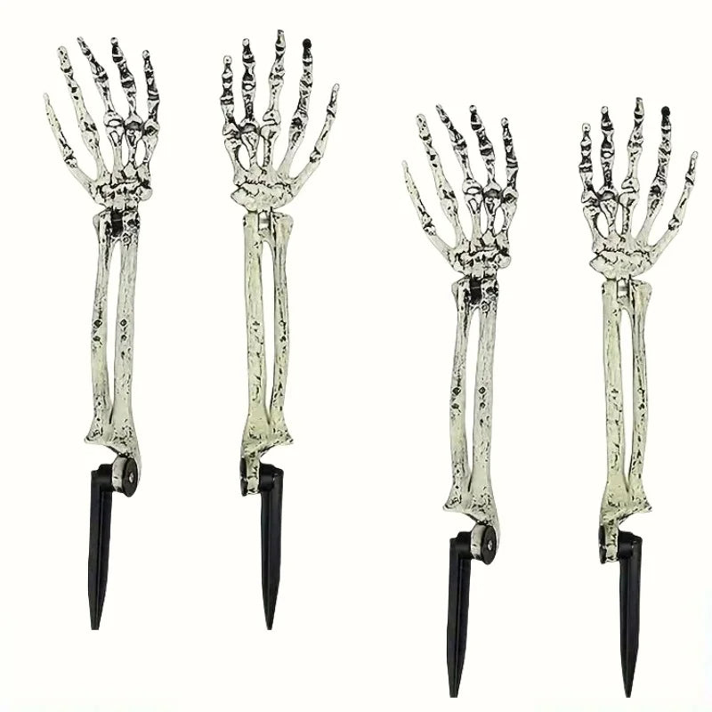 Skeleton Skull & Hand Garden Ground Stakes | Halloween Yard Decor