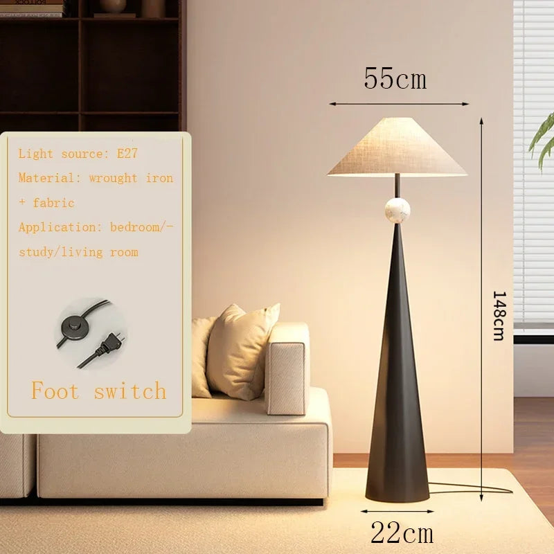 Walnut Wood Floor Lamp with Fabric Shade