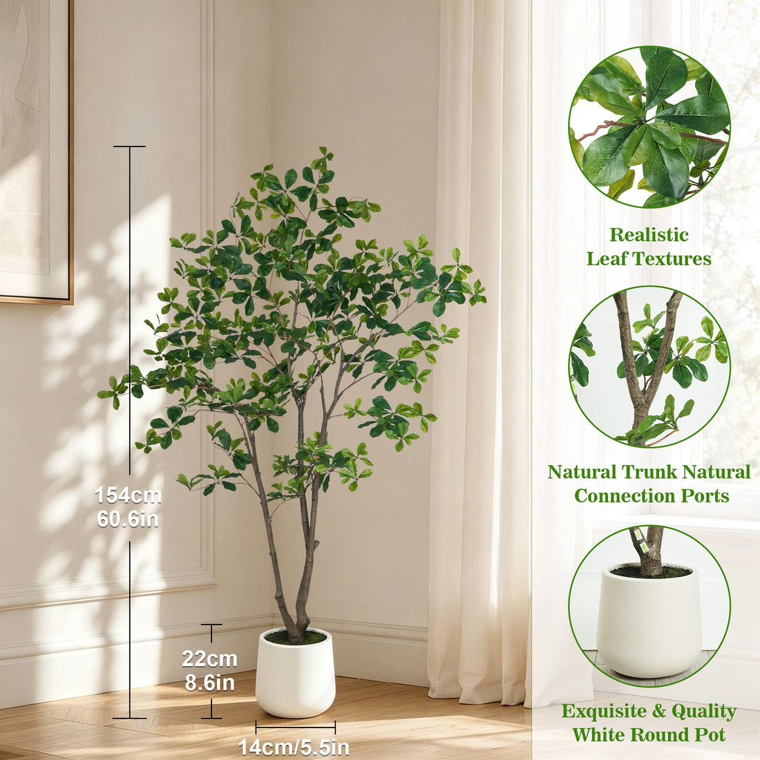 Faux Black Olive Tree in White Pot