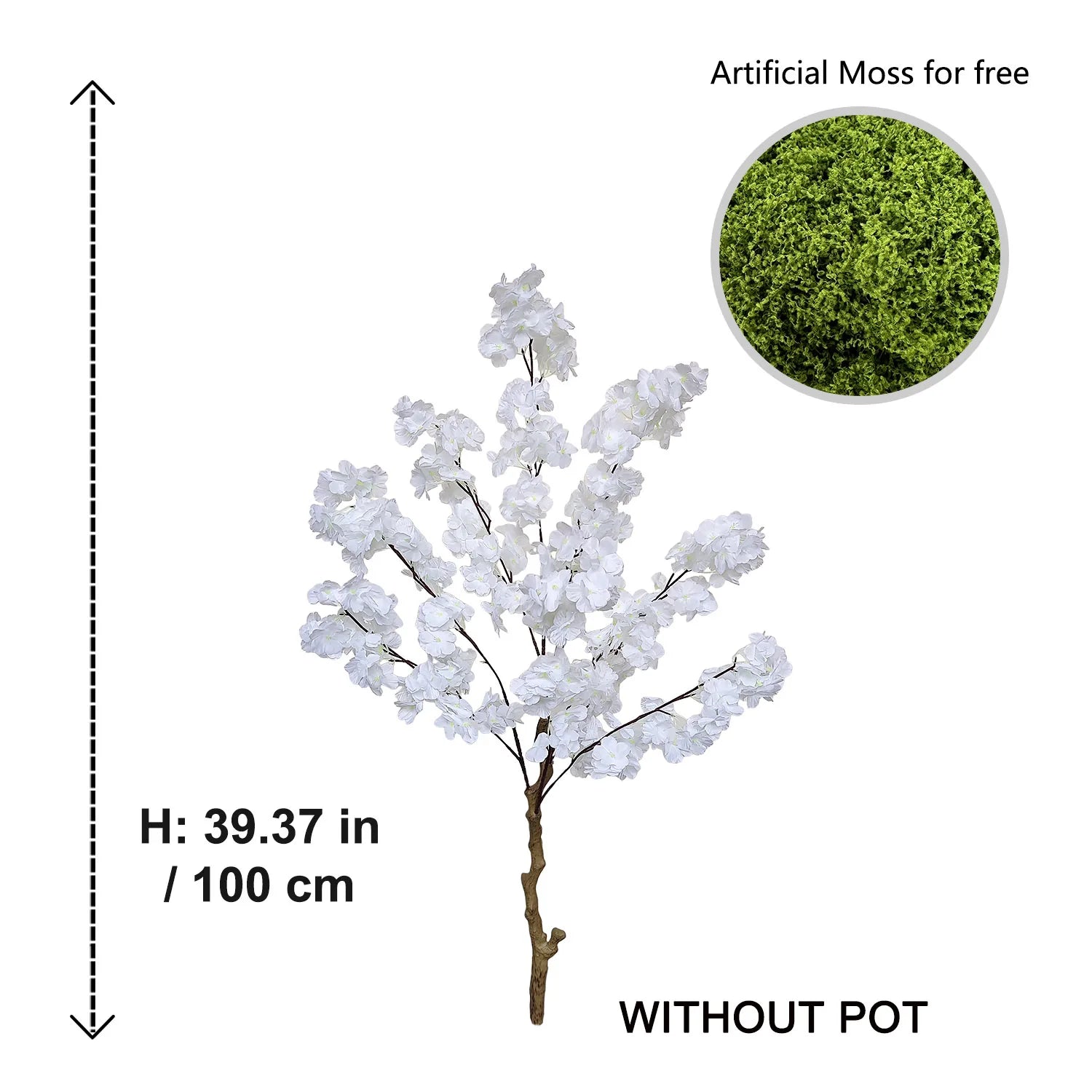 Artificial White Cherry Blossom Branch