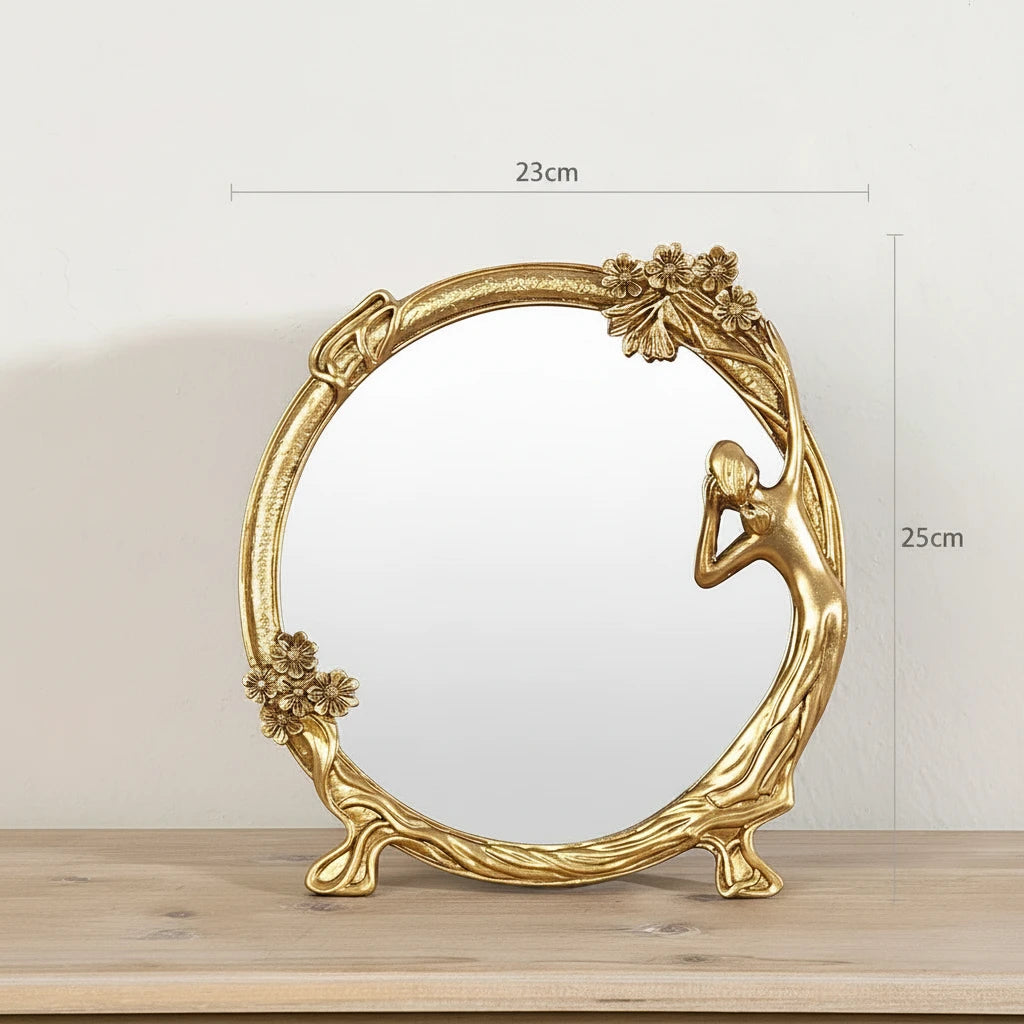 Embossed Gold Resin Vanity Mirror