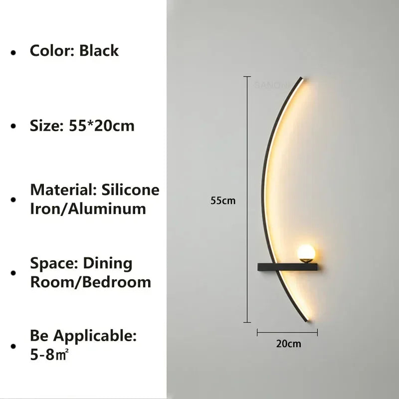 Modern LED Linear Wall Sconce in Black & Gold