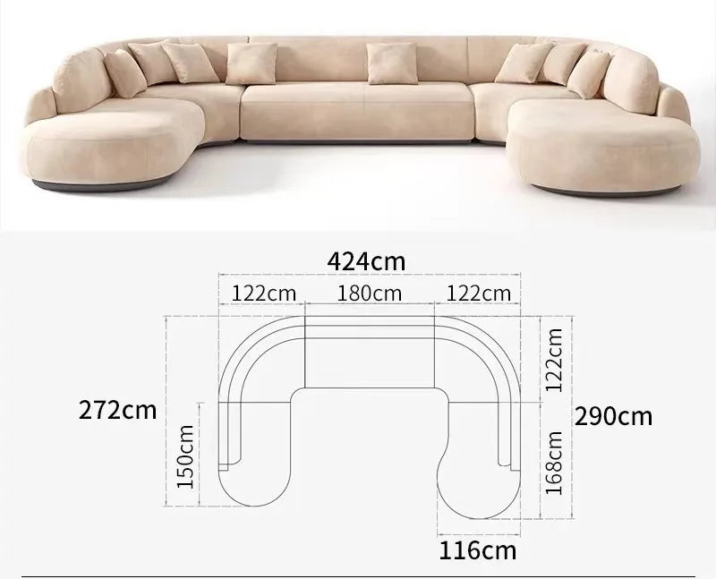 Modern U-Shaped Fabric Sofa