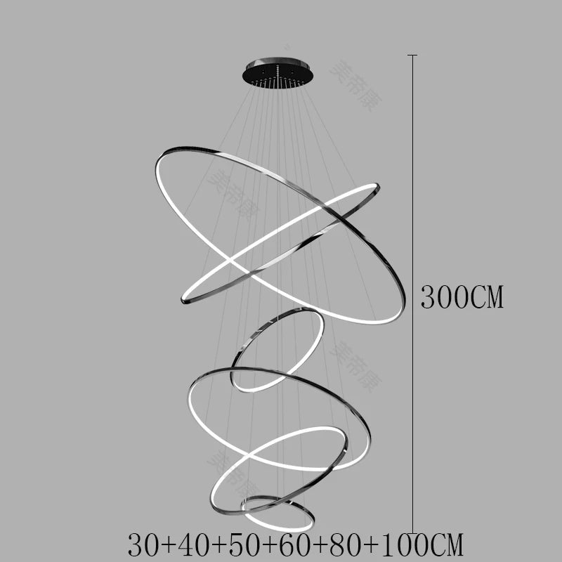 Multi-Ring LED Chandelier Pendant Light