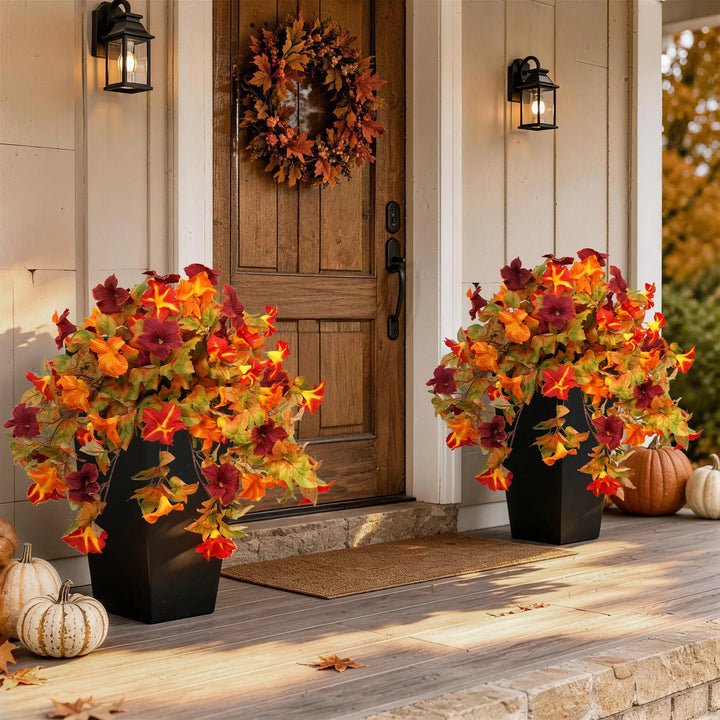 Artificial Fall Hanging Flowers in Black Pot