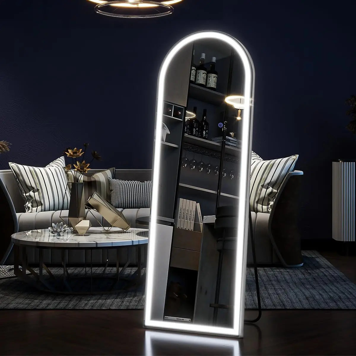 63" x 20" Arched LED Full Length Floor Mirror with Stand