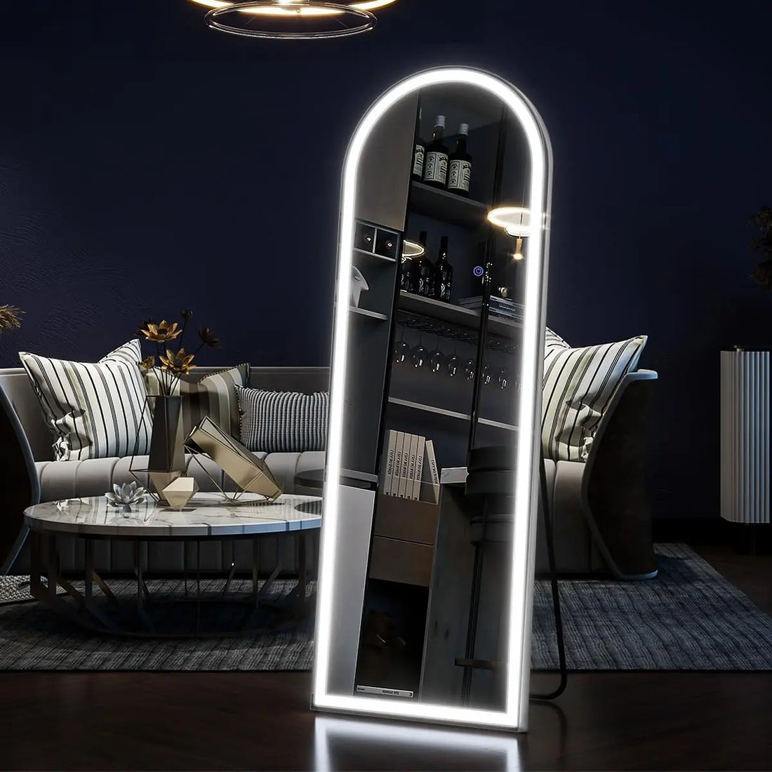 63" x 20" Arched LED Full Length Floor Mirror with Stand