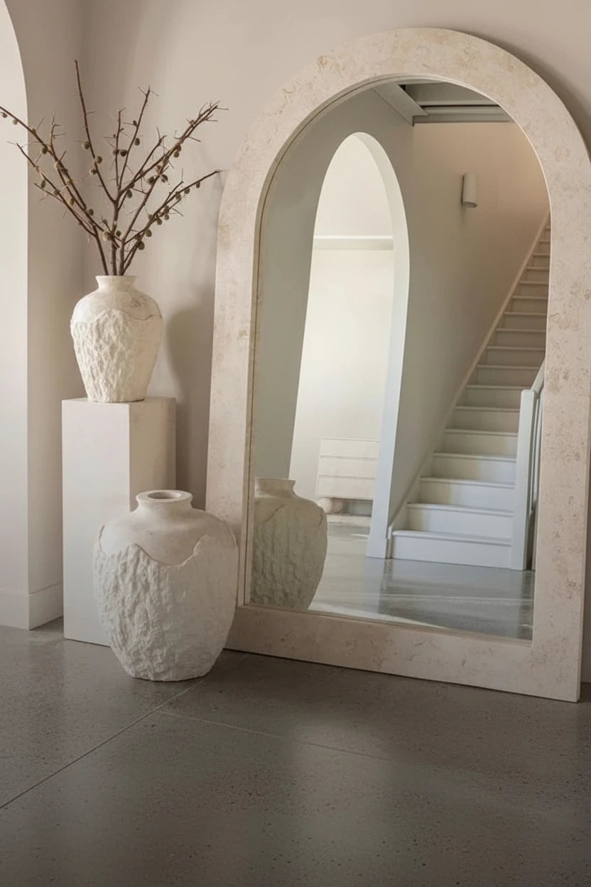 Luxury Wood & Glass Floor Mirror