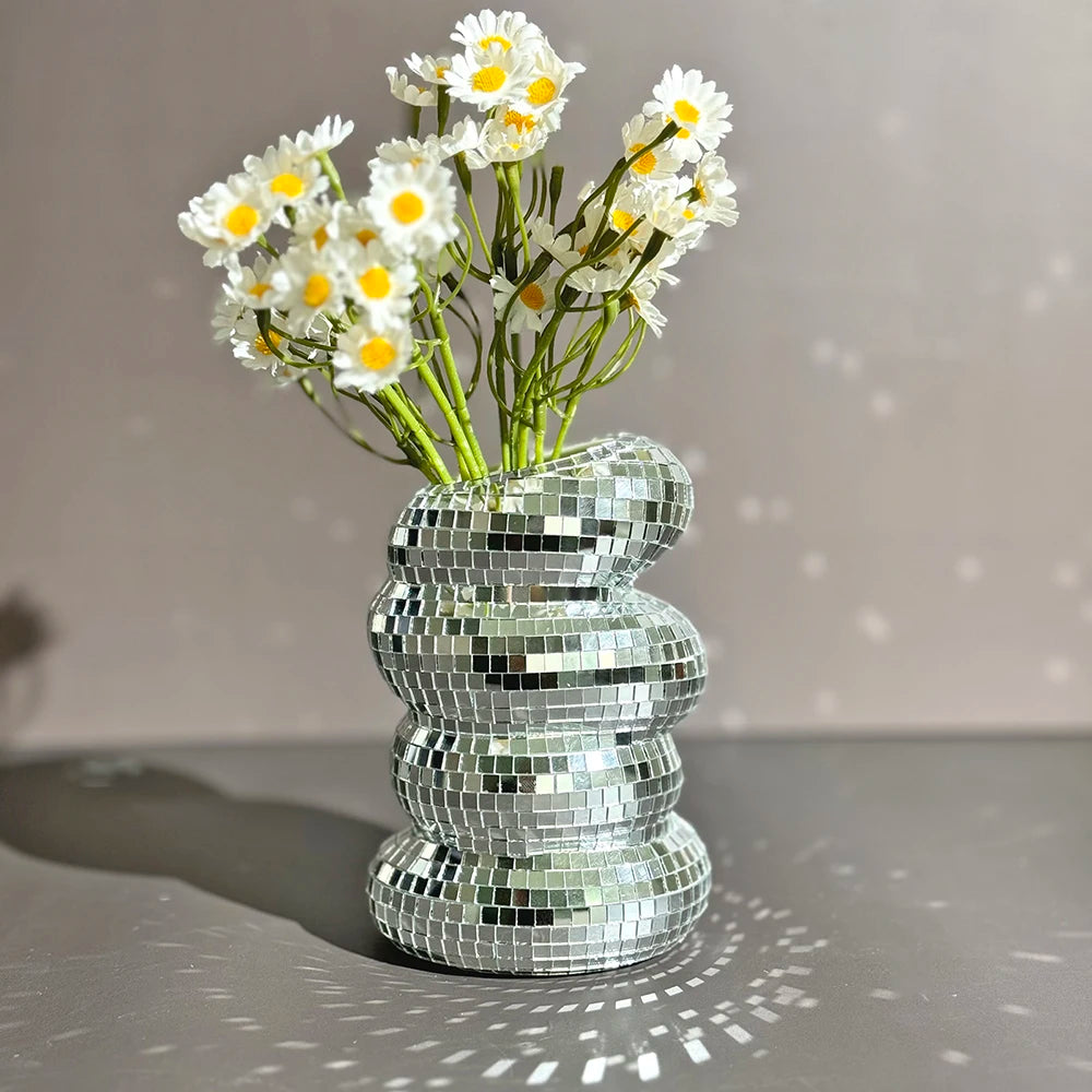 Disco Ball Mirror Tile Vase