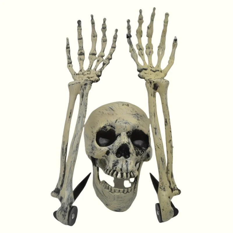 Skeleton Skull & Hand Garden Ground Stakes | Halloween Yard Decor