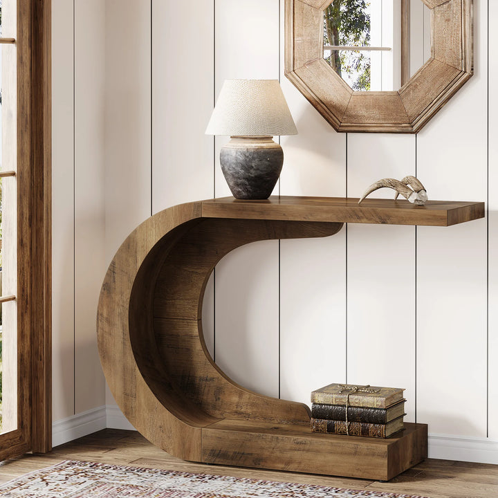 Mid-Century Modern Wooden Console Table