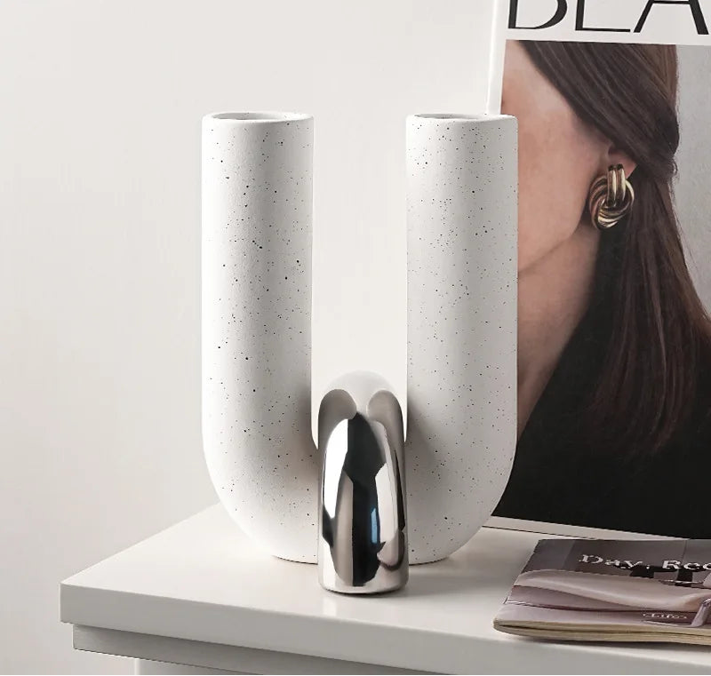 U-Shaped Ceramic Vase – Modern Tabletop Décor