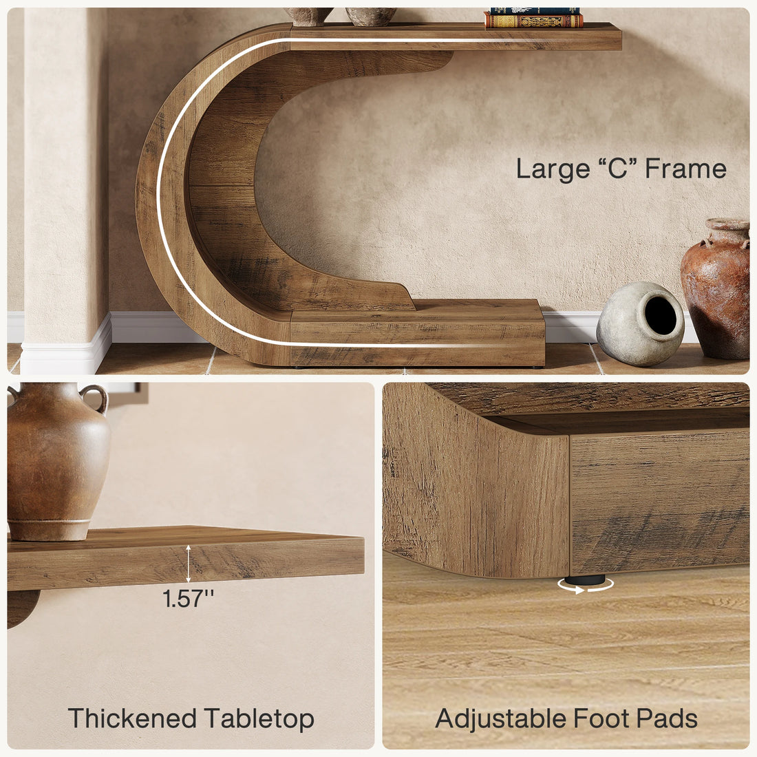 Mid-Century Modern Wooden Console Table