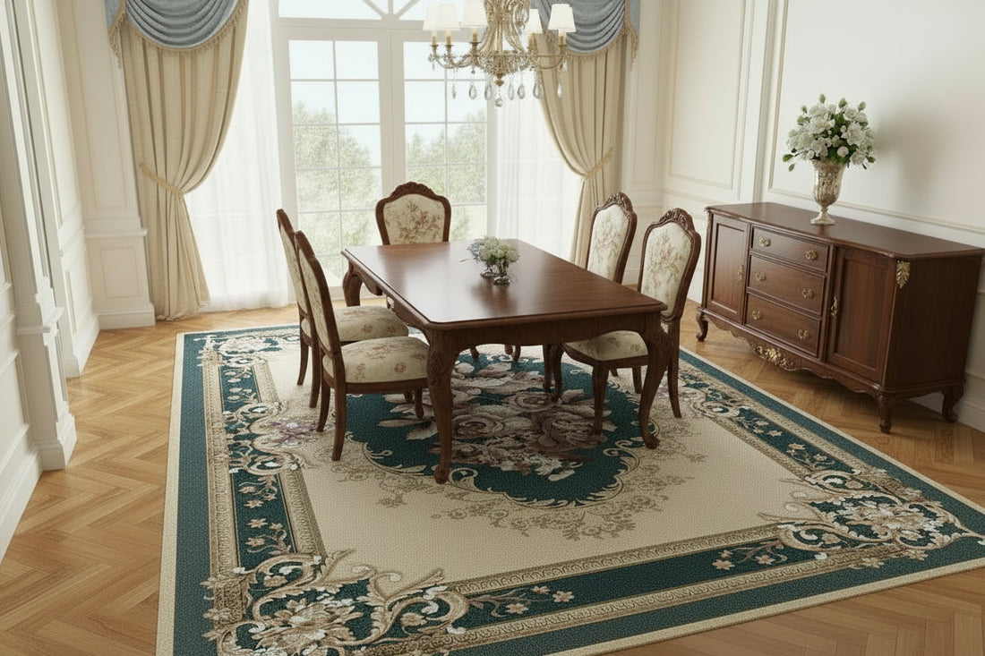 Persian Floral Area Rug | Washable Non-Slip Carpet for Living Room, Bedroom & Entryway