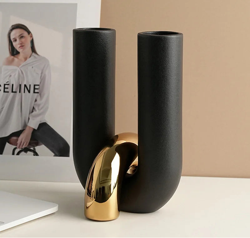 U-Shaped Ceramic Vase – Modern Tabletop Décor
