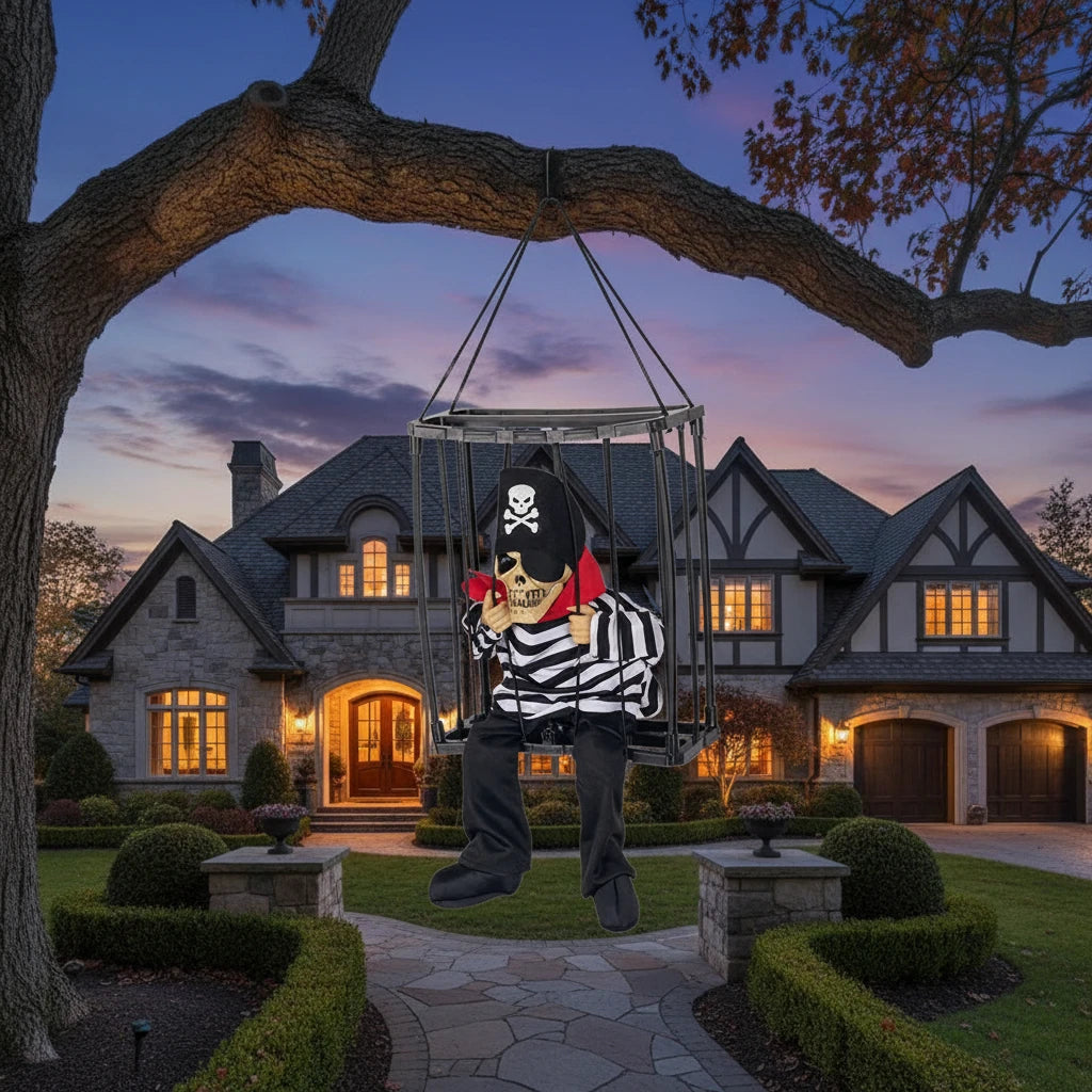 Motion-Activated Skeleton Cage Halloween Decoration