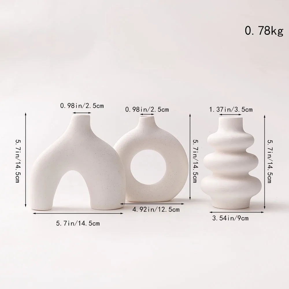 Nordic Ceramic Vase Set of 3 | Boho Home Decor