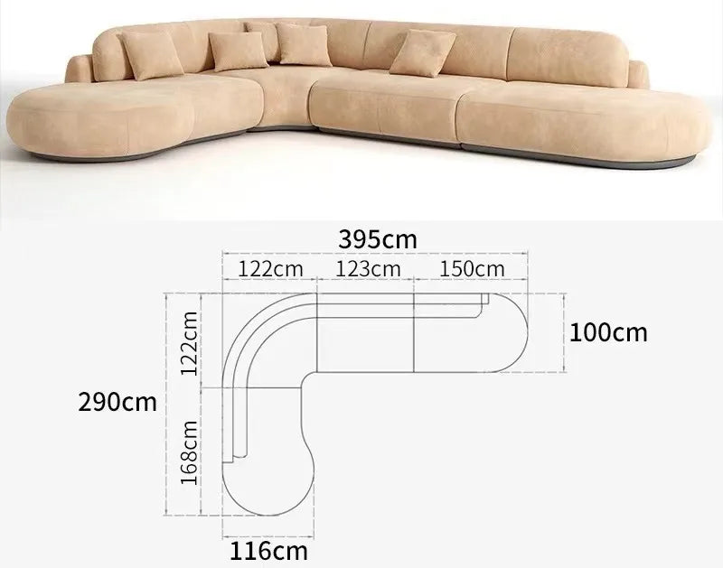 Modern U-Shaped Fabric Sofa