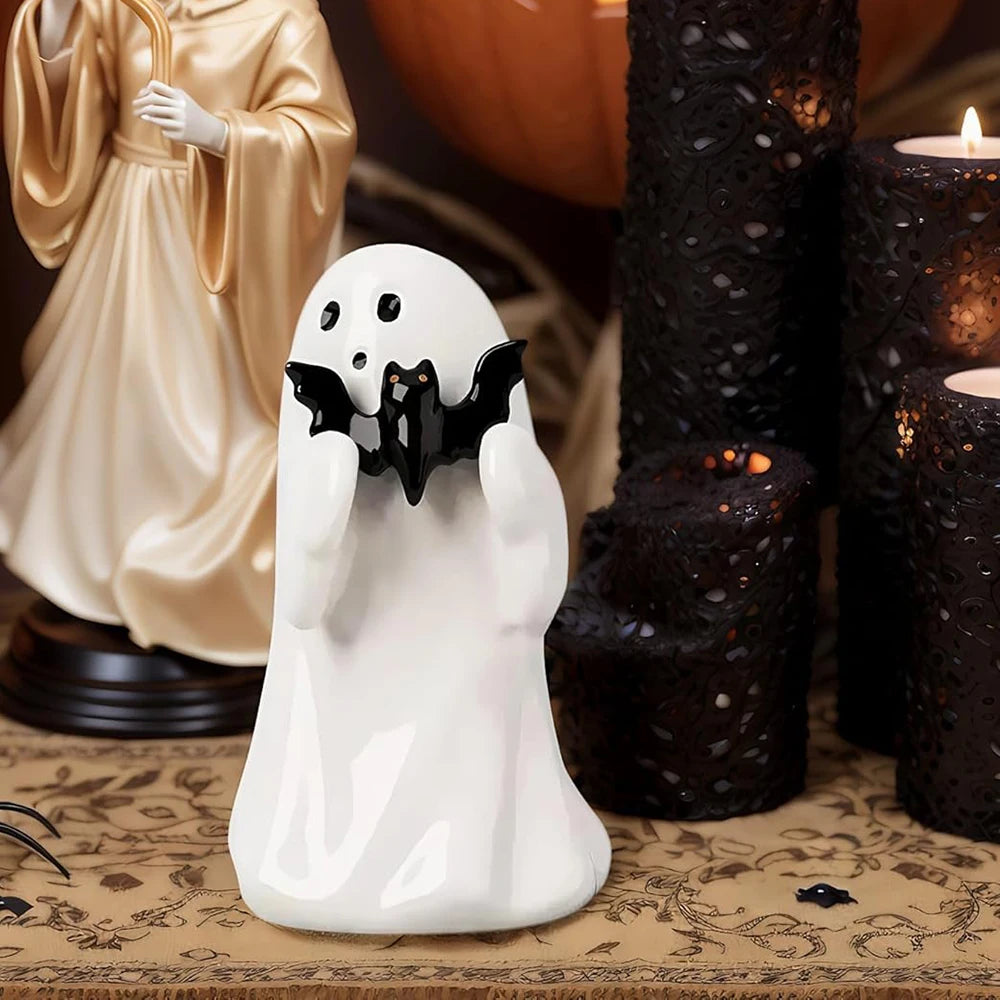 Kawaii Ghost Resin Mini Statue | Halloween Shelf Decor