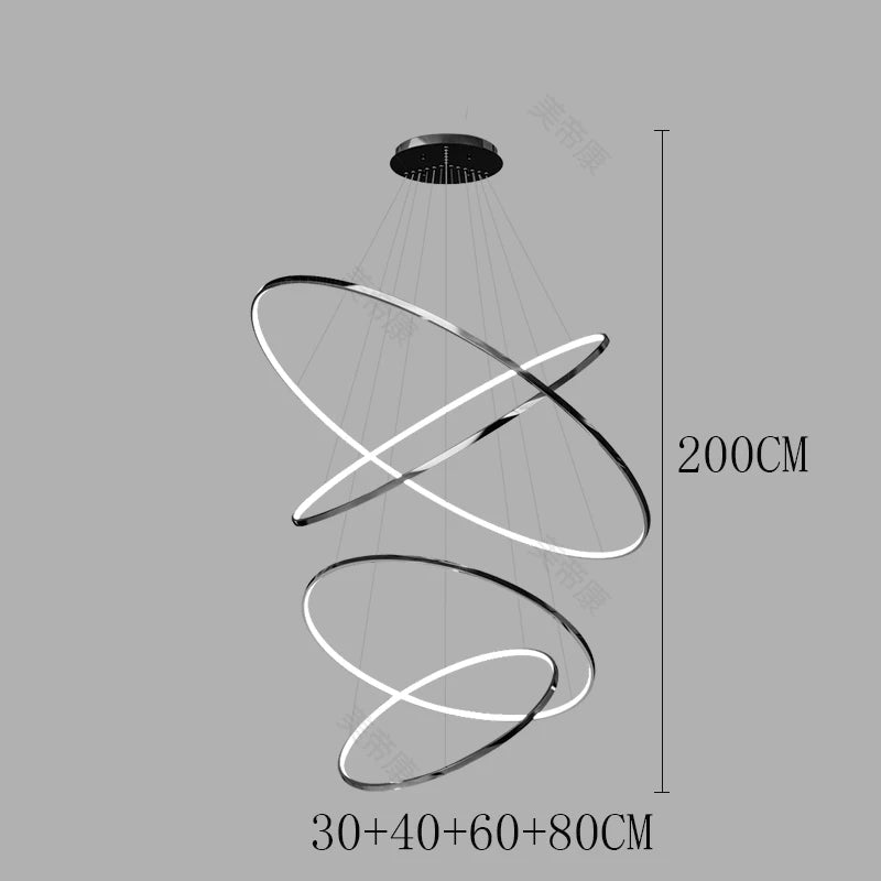 Multi-Ring LED Chandelier Pendant Light