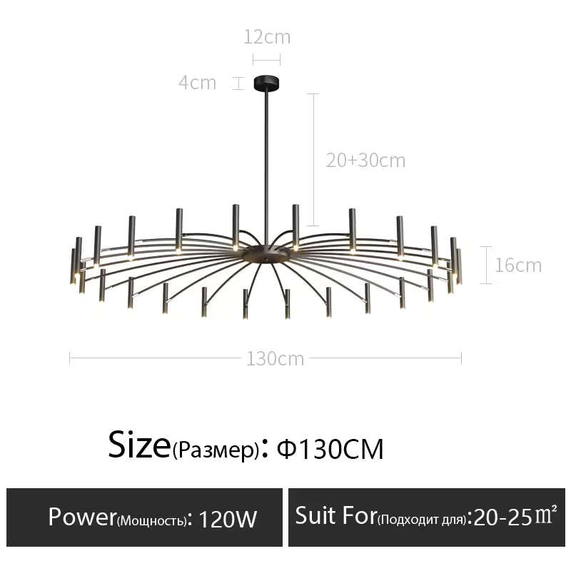 Modern Multi-Head Pendant Chandelier in Black & Gold