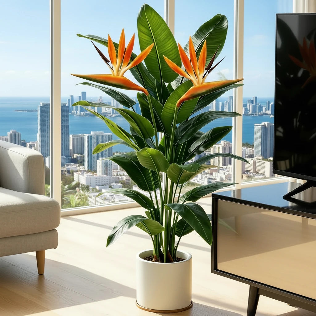 Artificial Tropical Plant Set – Banana Tree & Birds of Paradise (3 Pieces)