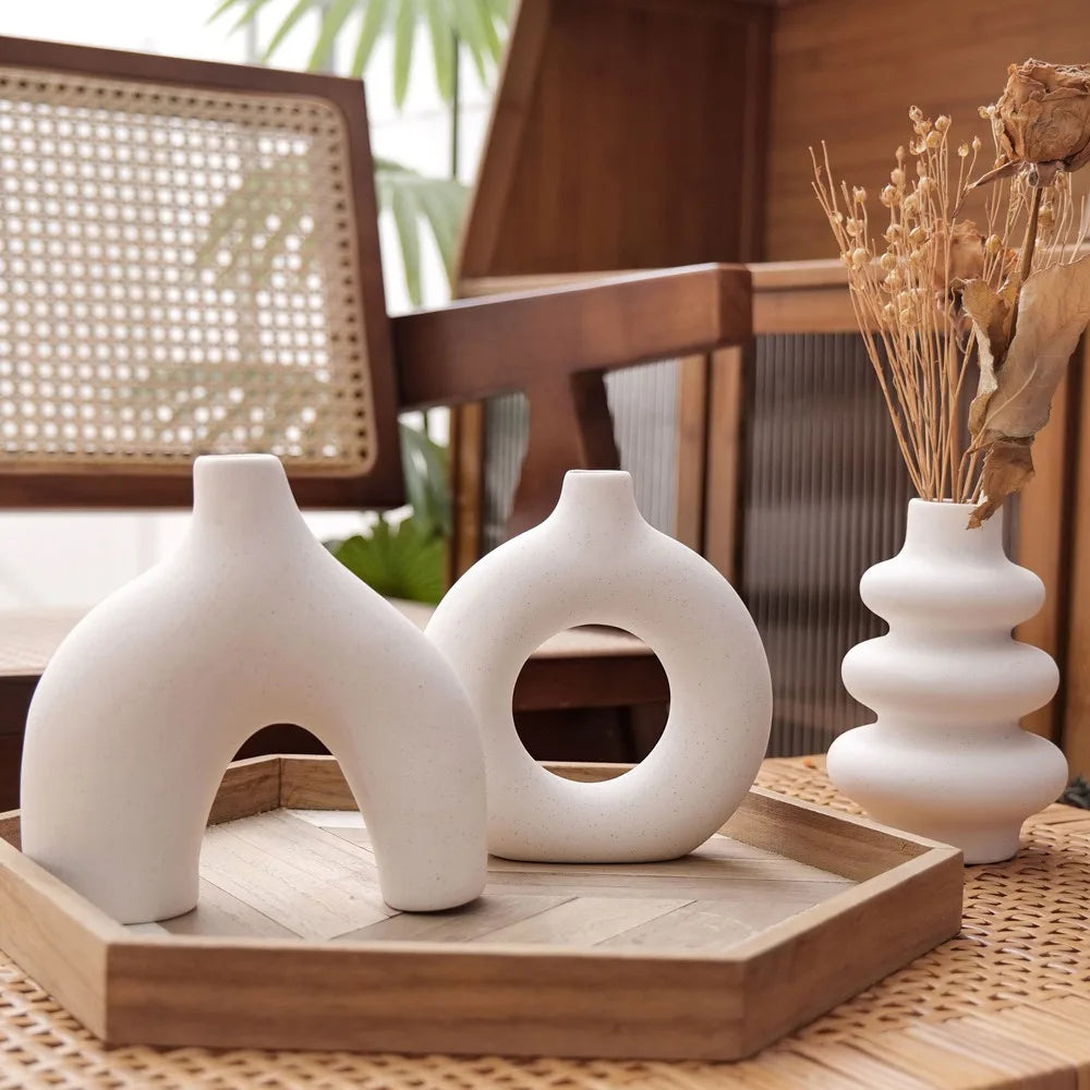 Nordic Ceramic Vase Set of 3 | Boho Home Decor