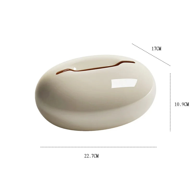 Pebble-Shape Porcelain Tissue Box – Modern Table Décor