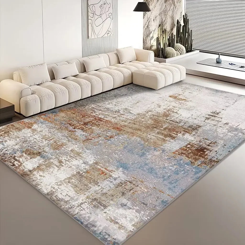 Abstract Geometric Flannel Area Rug | Non-Slip Washable Floor Mat