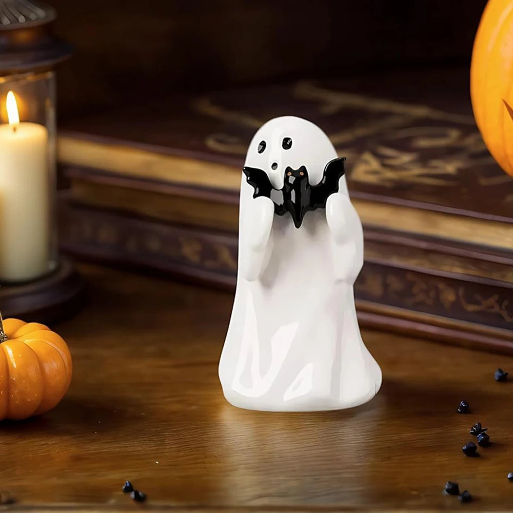 Kawaii Ghost Resin Mini Statue | Halloween Shelf Decor