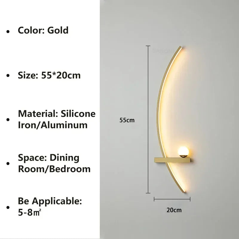 Modern LED Linear Wall Sconce in Black & Gold