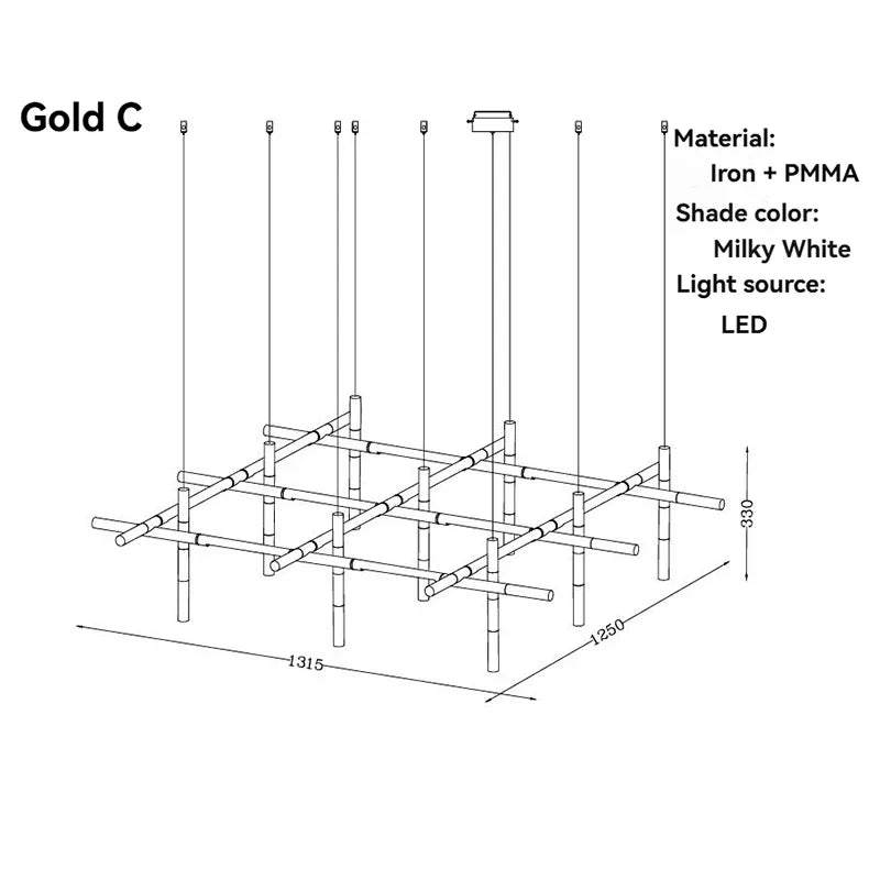 Modern Multi-Head LED Chandelier with Alloy Frame