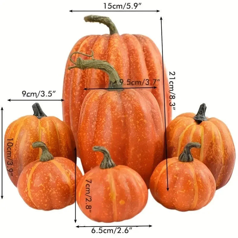 Artificial Pumpkin Set – 7 Piece Harvest Décor