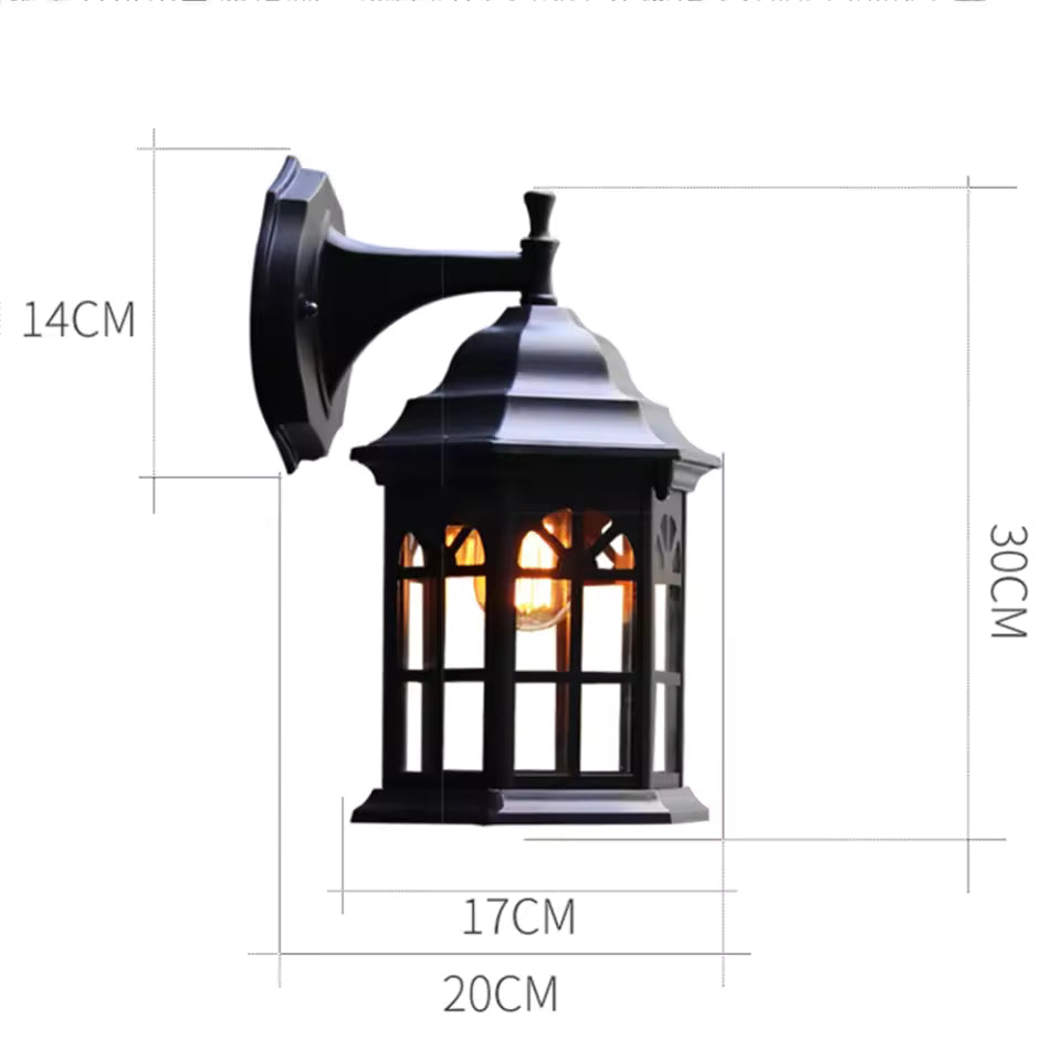 Retro Outdoor Wall Sconce – E27 IP54 Aluminum & Glass