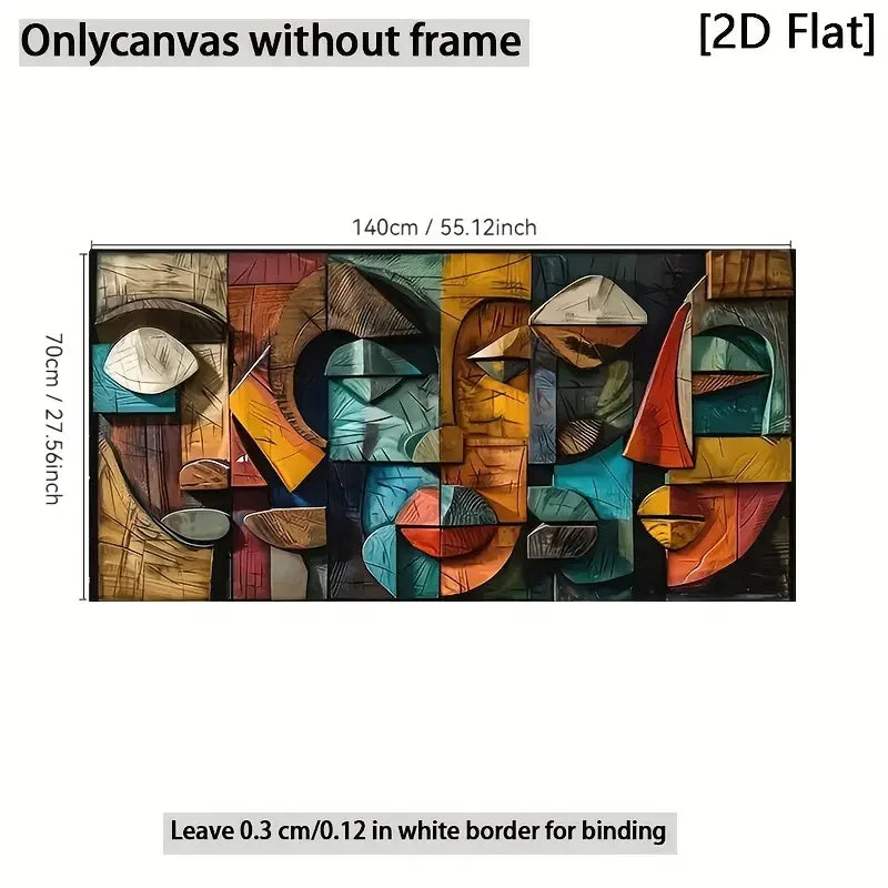Abstract Geometric Wood-Effect Canvas Print