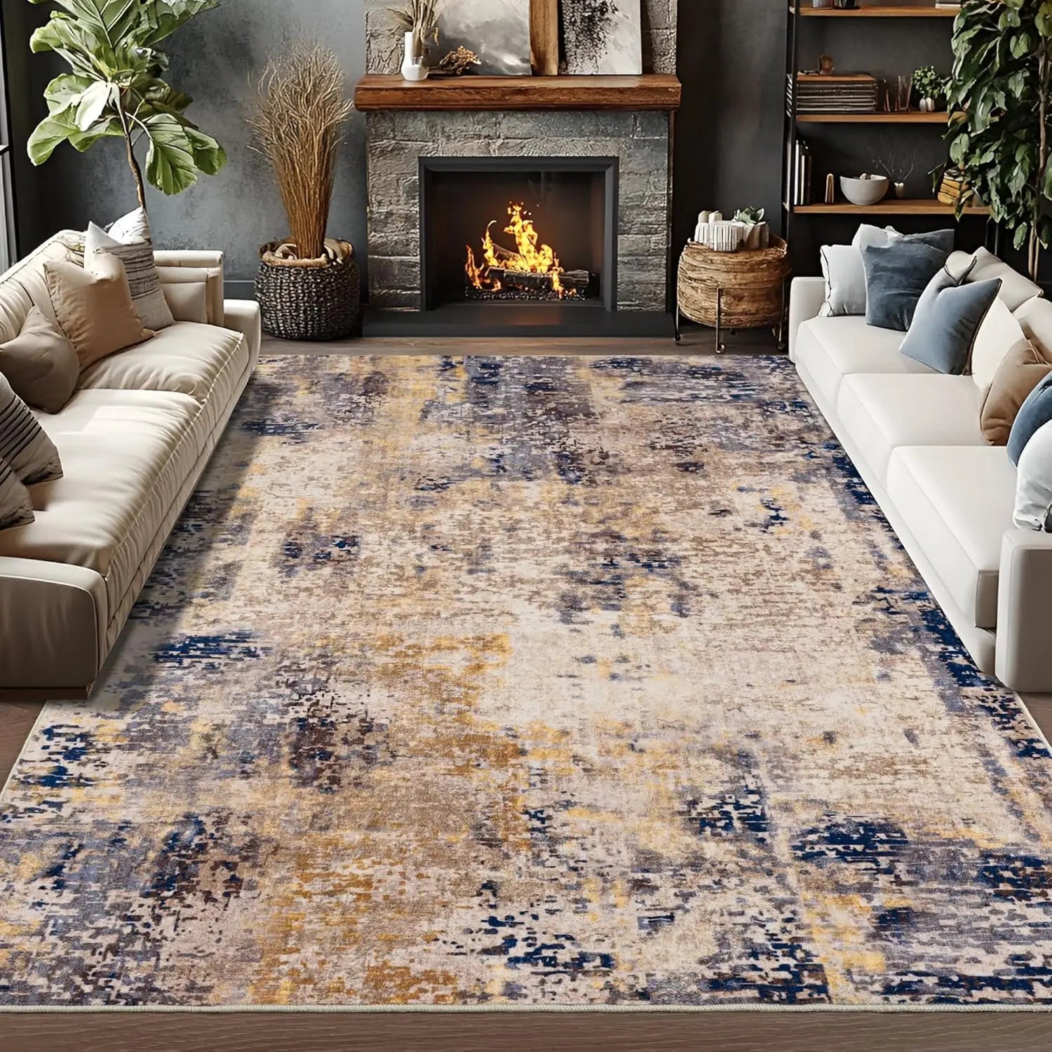 Modern Geometric Area Rug | Soft Pile, Non-Slip Floor Mat