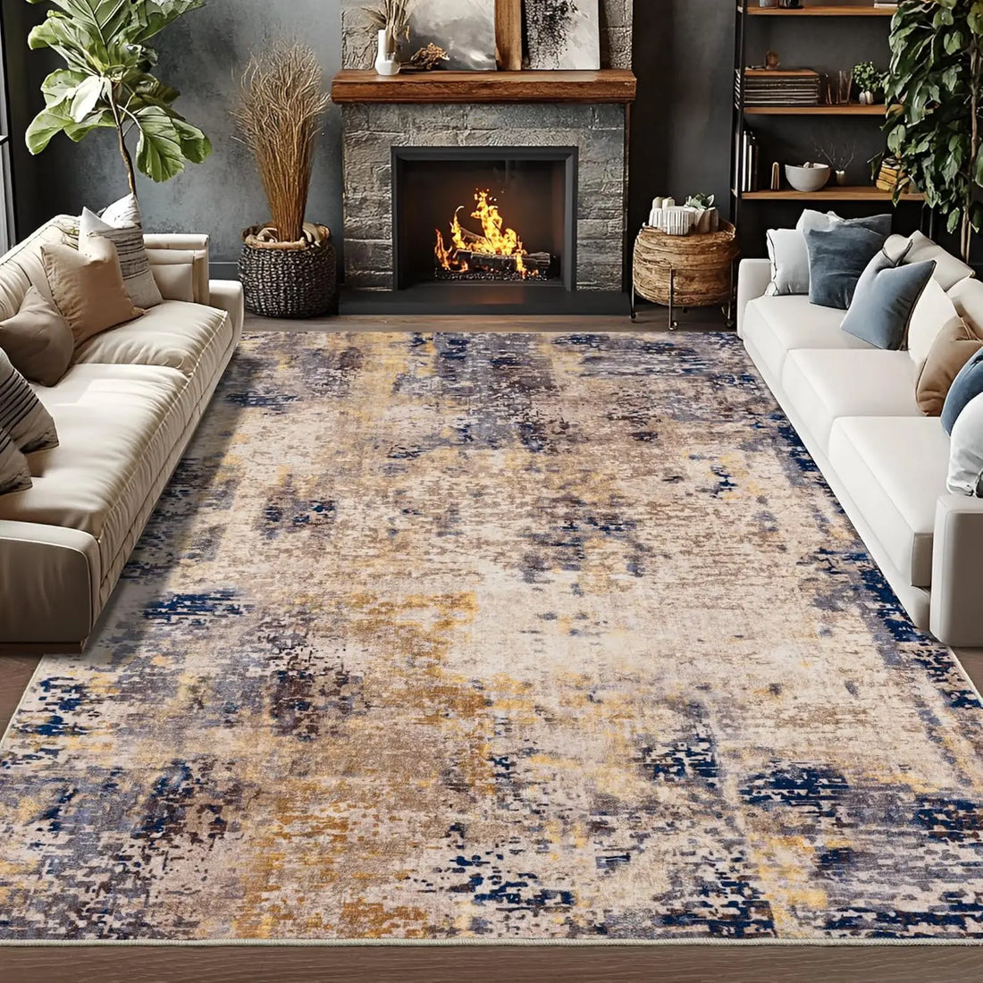 Modern Geometric Area Rug | Soft Pile, Non-Slip Floor Mat