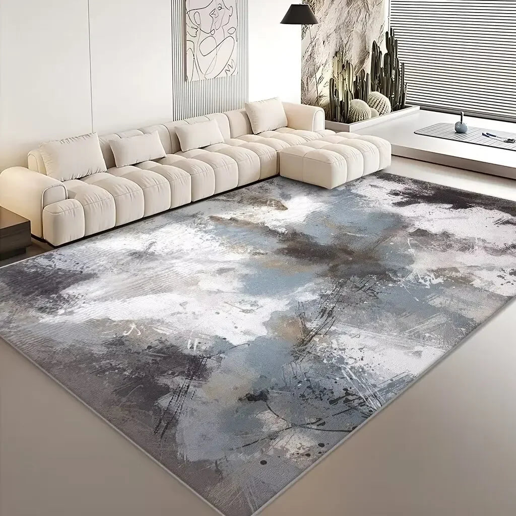 Abstract Geometric Flannel Area Rug | Non-Slip Washable Floor Mat