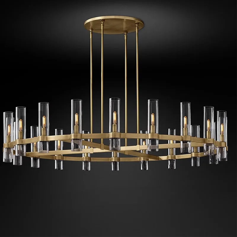 Modern Brass Round 24-Light Chandelier