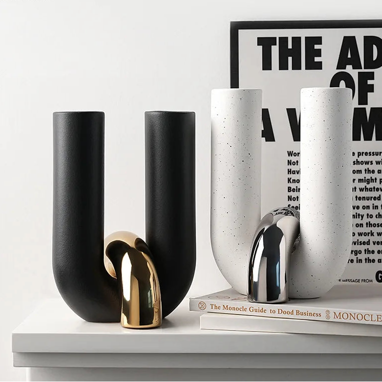 U-Shaped Ceramic Vase – Modern Tabletop Décor