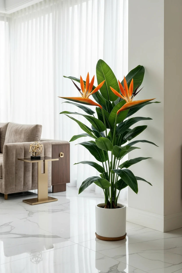 Artificial Tropical Plant Set – Banana Tree & Birds of Paradise (3 Pieces)