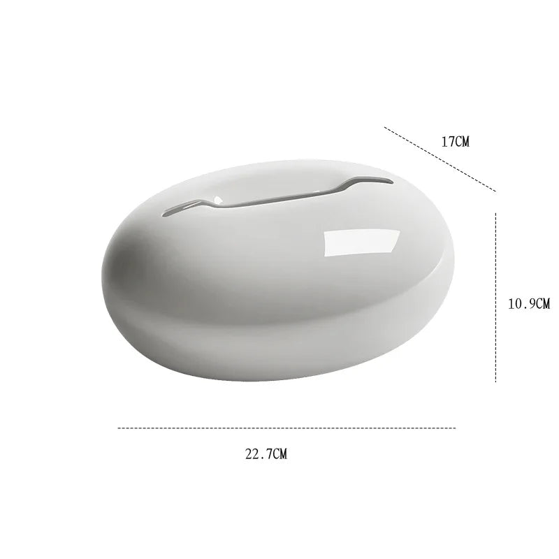 Pebble-Shape Porcelain Tissue Box – Modern Table Décor