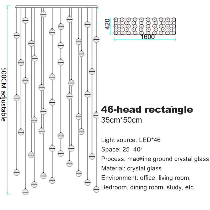 Crystal Ball Spiral Chandelier – LED Staircase & Living Room Ceiling Light