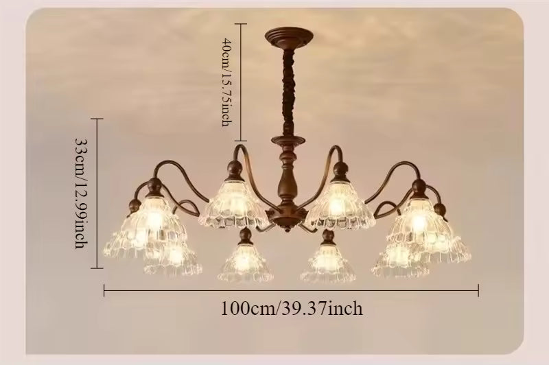 French Retro Glass Chandelier